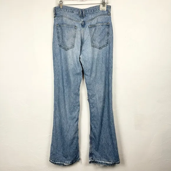 FP We The Free Lyocell Distressed Flare Jeans Light Wash Size 29 Boho High Rise