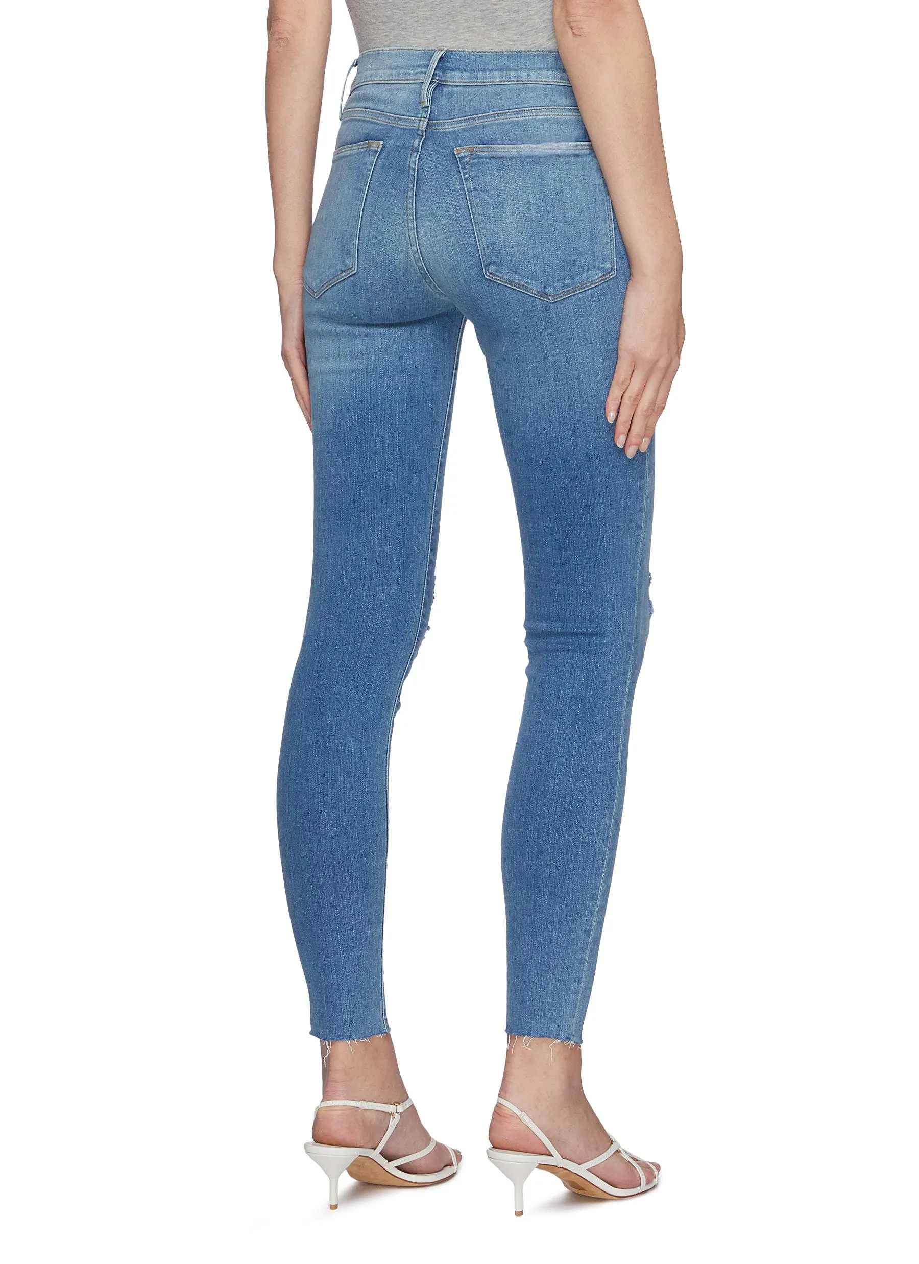 FRAME DENIM 'LE HIGH SKINNY' RAW EDGE DISTRESS JEANS, SZ 30! RETAILS $230 US 