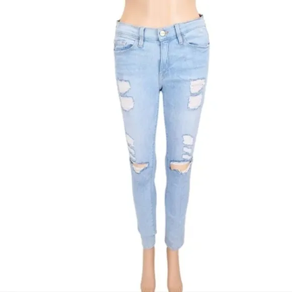 Frame Denim Le Skinny de Jeanne Distressed Jeans Pants