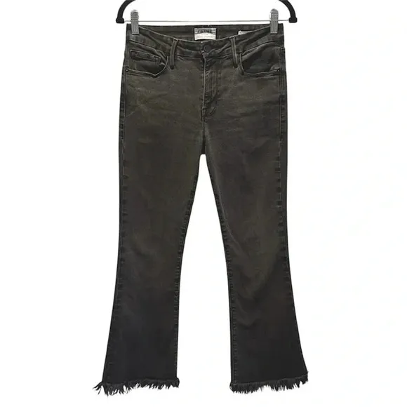 Frame Le Crop Mini Boot Fray Hem Faded Black Fox Park Jeans Size 28