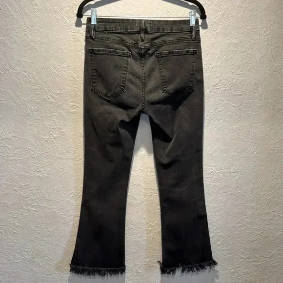 Frame Le Crop Mini Boot Fray Hem Faded Black Fox Park Jeans Size 28