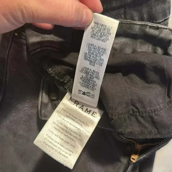 Frame Le Crop Mini Boot Fray Hem Faded Black Fox Park Jeans Size 28