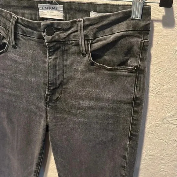 Frame Le Crop Mini Boot Fray Hem Faded Black Fox Park Jeans Size 28