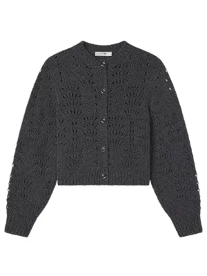 Frame Textured Stitch Cardigan in Dark Gris Heather