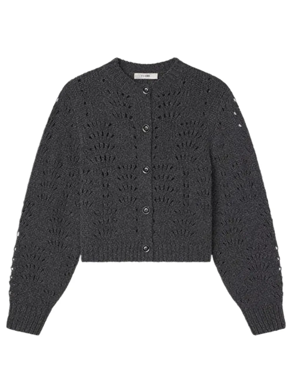 Frame Textured Stitch Cardigan in Dark Gris Heather