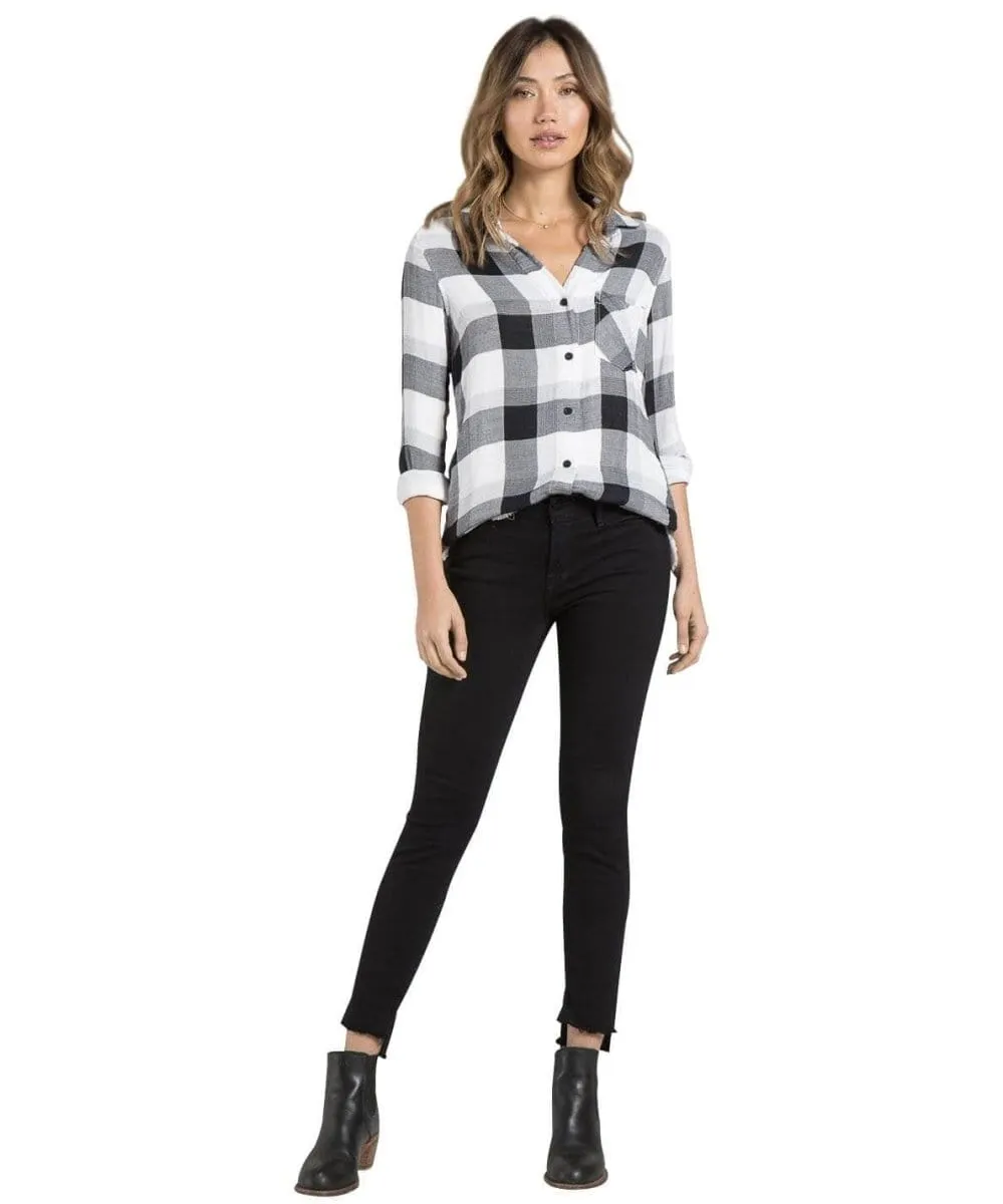 Fray Hem Button Down, Black & White