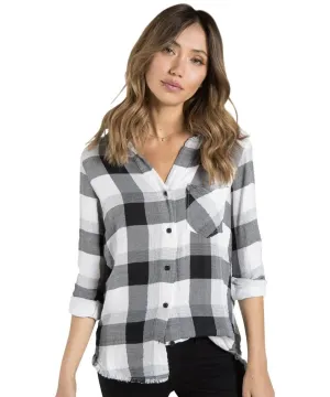 Fray Hem Button Down, Black & White