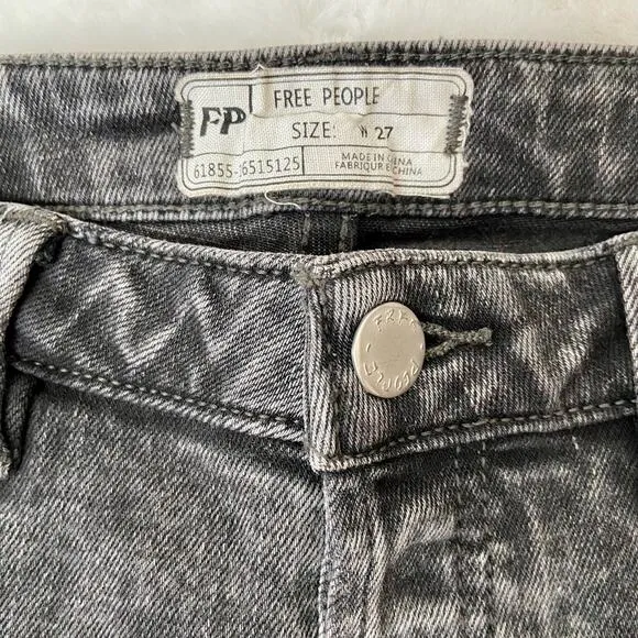 Free People Button Fly Black Gray Skinny Jeans Size 27