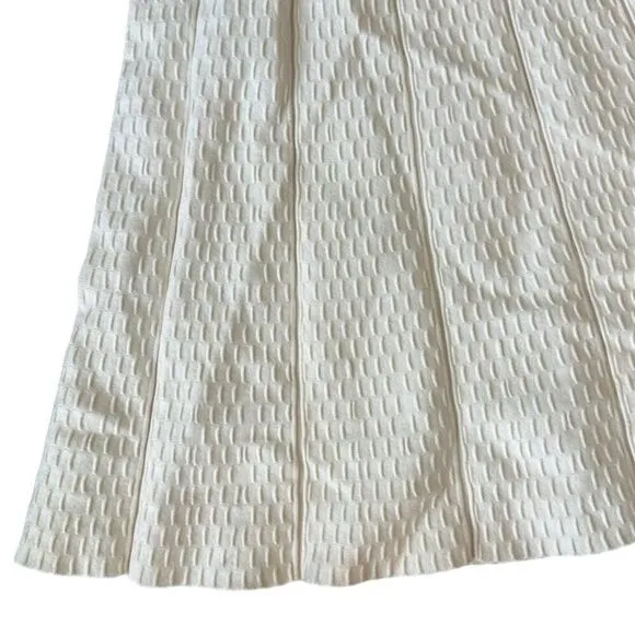 French Mason Women's High Waist Textured A-Line Pleated Skirt Cream Size 2 NWOT