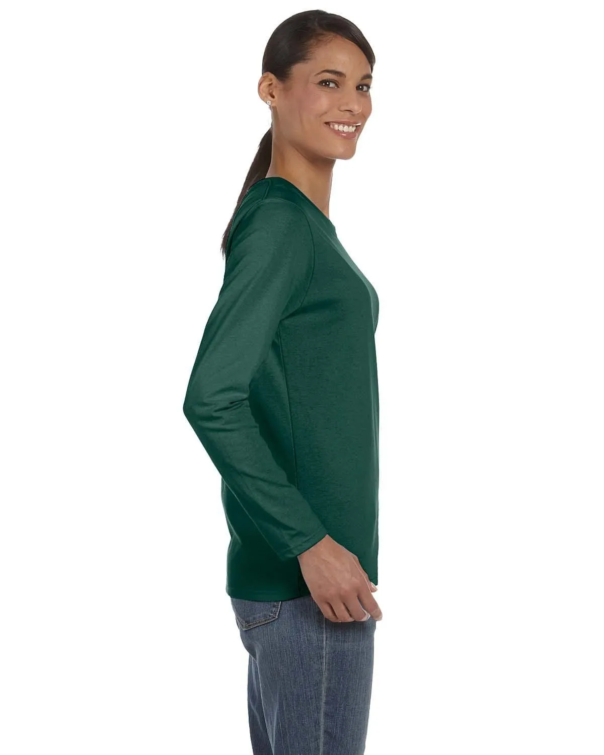 Gildan Ladies Long Sleeve 100% Cotton T-Shirt