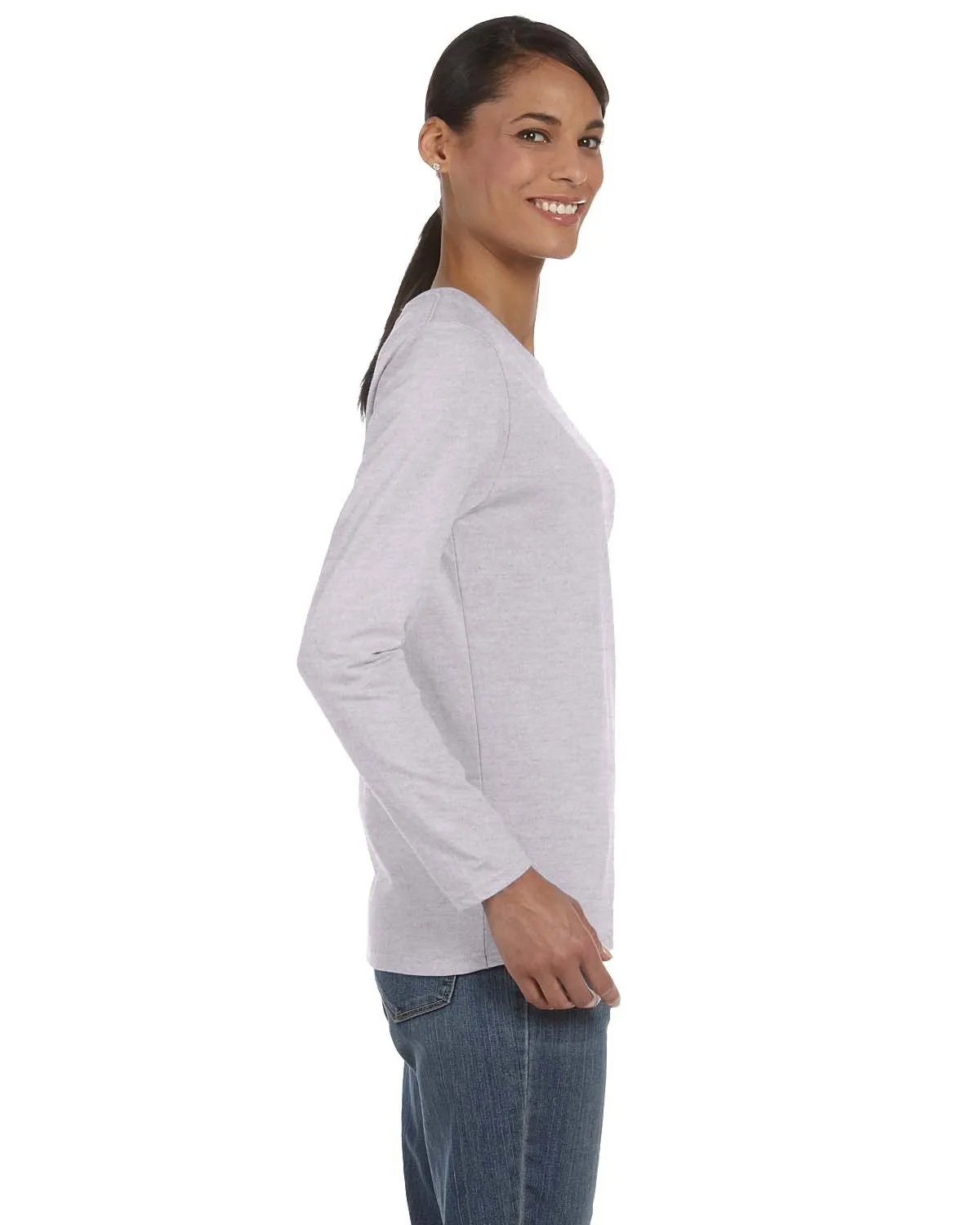 Gildan Ladies Long Sleeve 100% Cotton T-Shirt