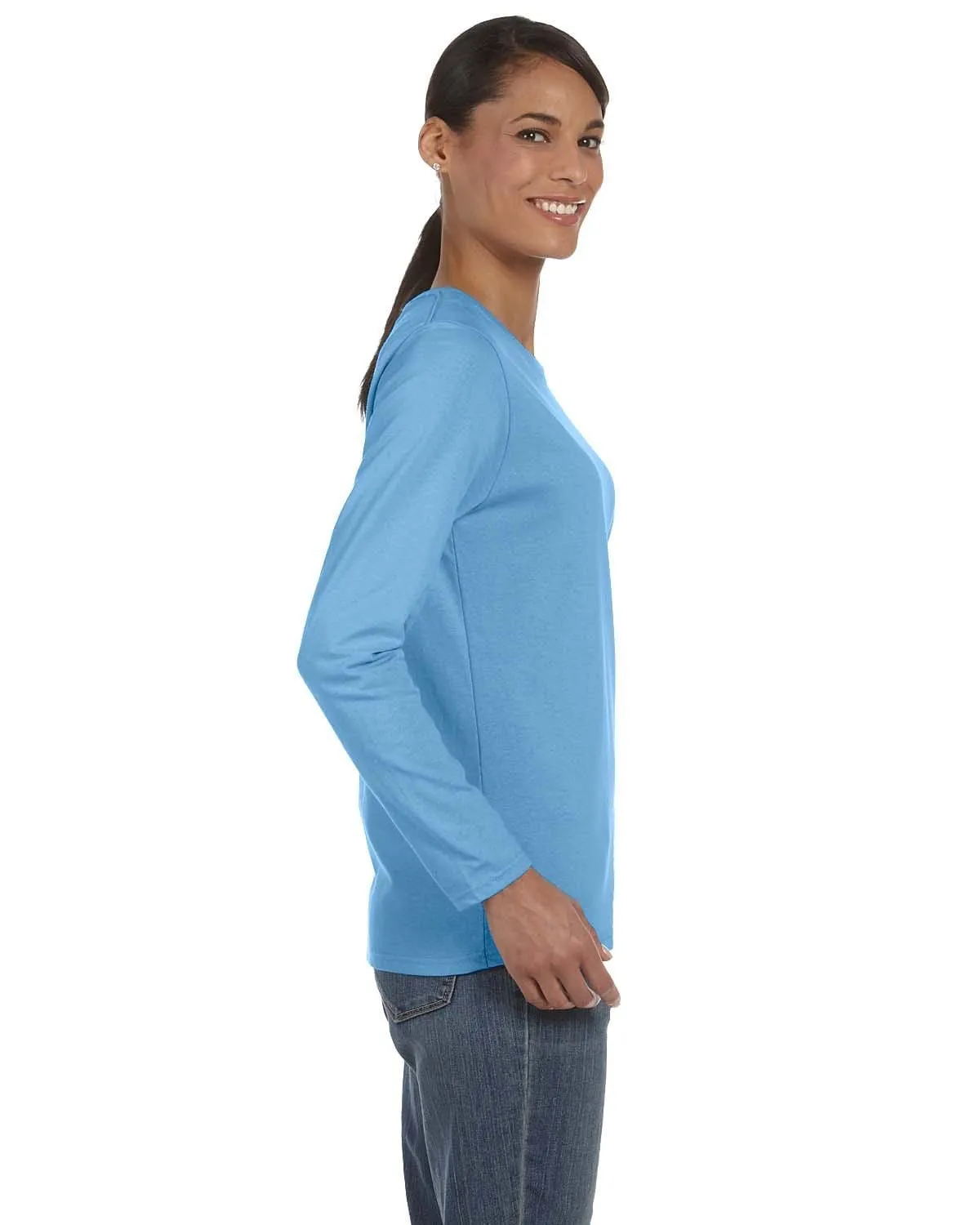 Gildan Ladies Long Sleeve 100% Cotton T-Shirt