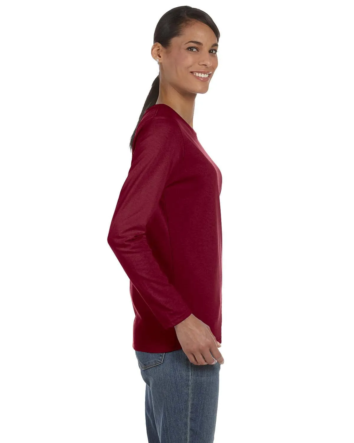 Gildan Ladies Long Sleeve 100% Cotton T-Shirt