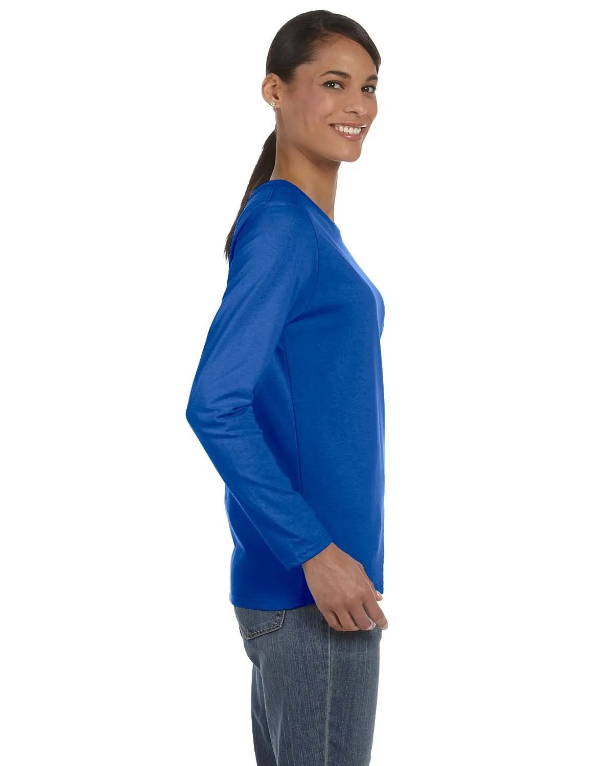 Gildan Ladies Long Sleeve 100% Cotton T-Shirt