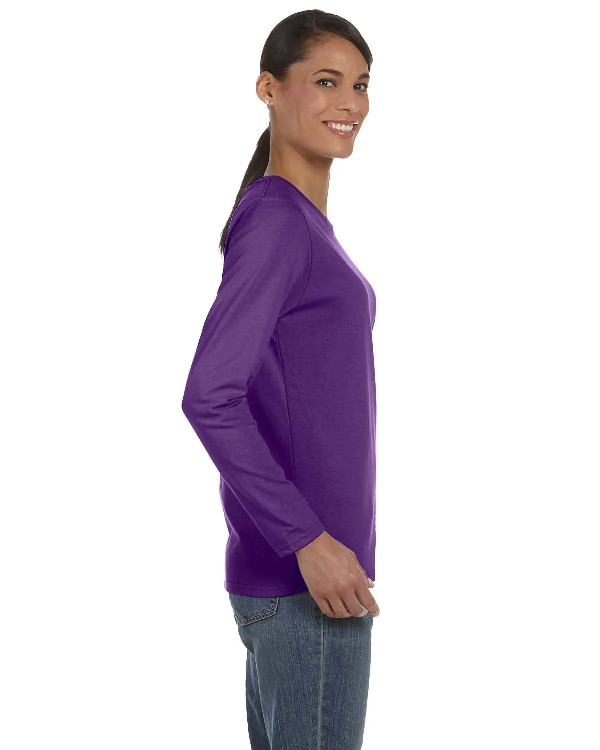 Gildan Ladies Long Sleeve 100% Cotton T-Shirt