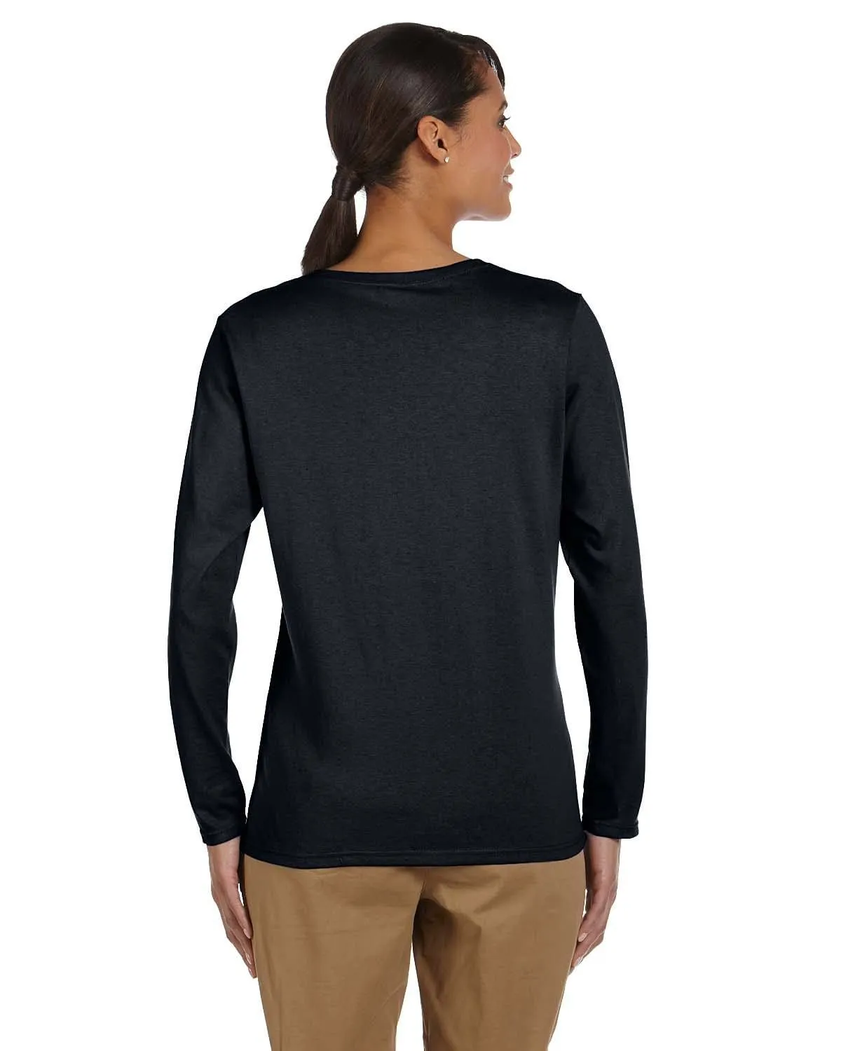 Gildan Ladies Long Sleeve 100% Cotton T-Shirt
