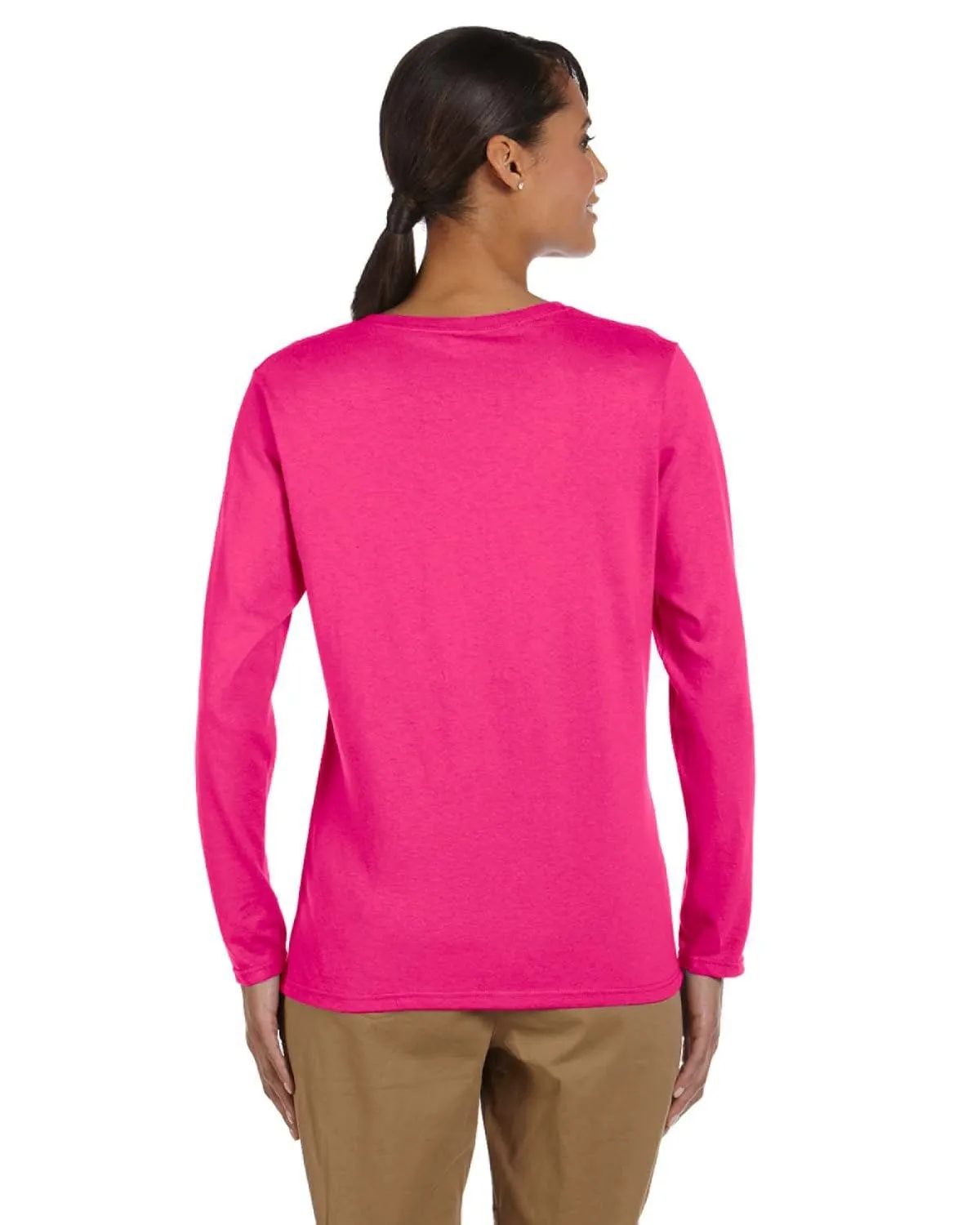 Gildan Ladies Long Sleeve 100% Cotton T-Shirt