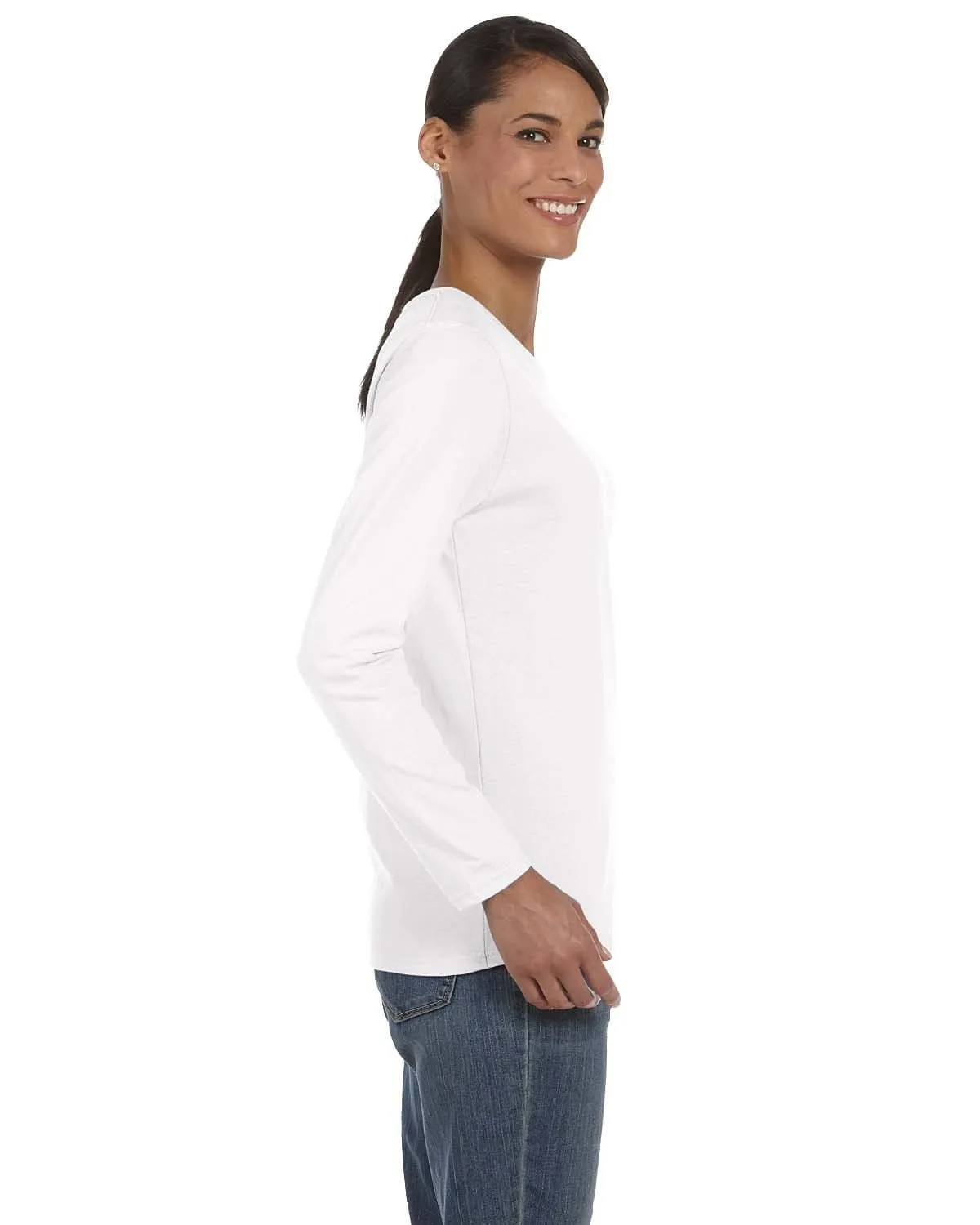 Gildan Ladies Long Sleeve 100% Cotton T-Shirt
