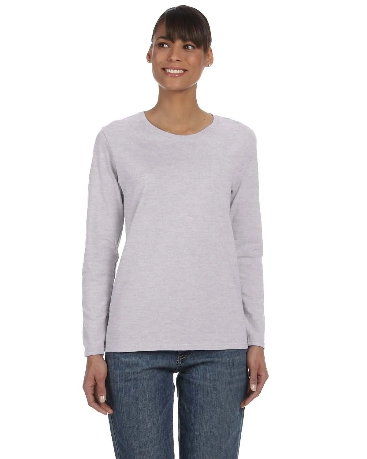 Gildan Ladies Long Sleeve 100% Cotton T-Shirt