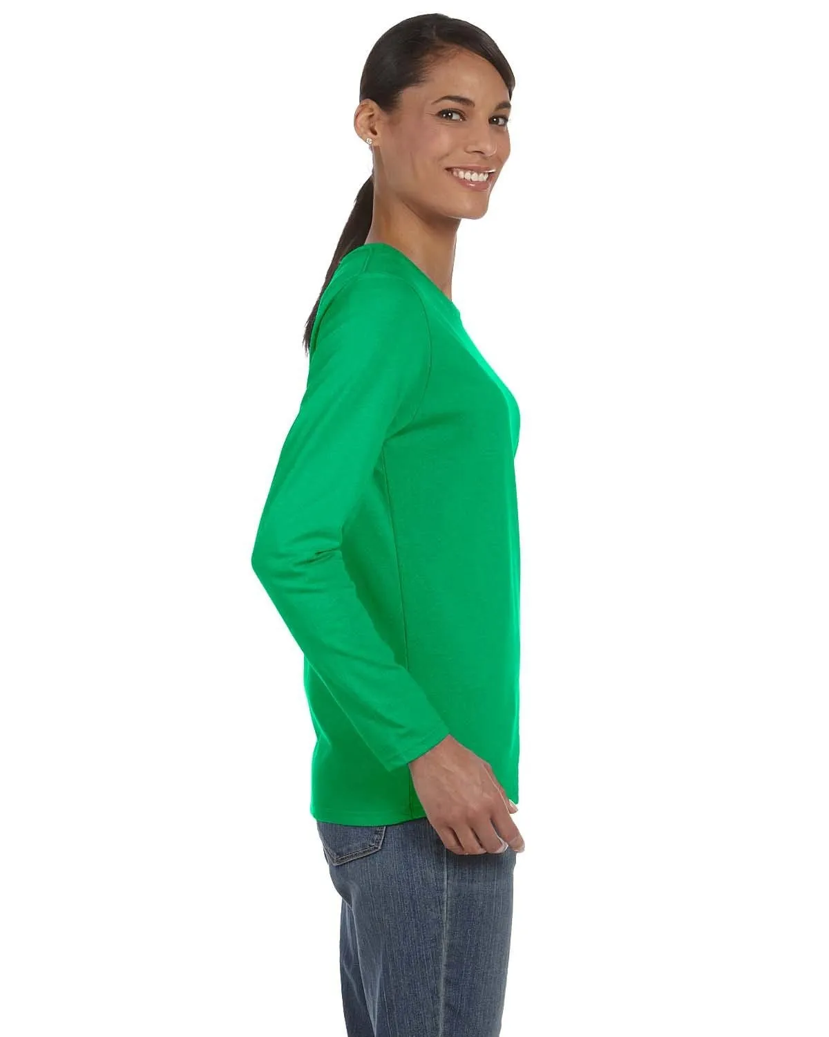 Gildan Ladies Long Sleeve 100% Cotton T-Shirt