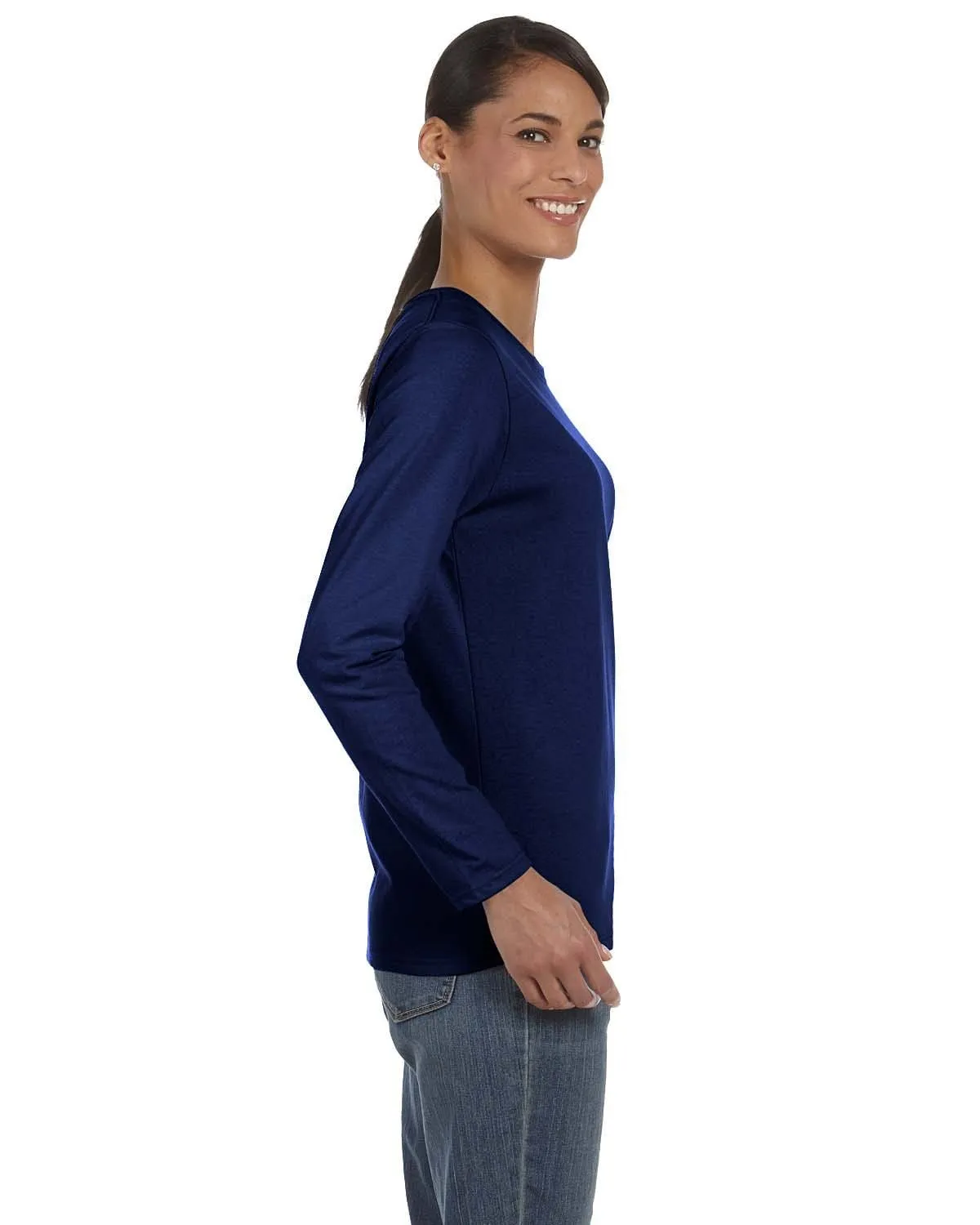 Gildan Ladies Long Sleeve 100% Cotton T-Shirt