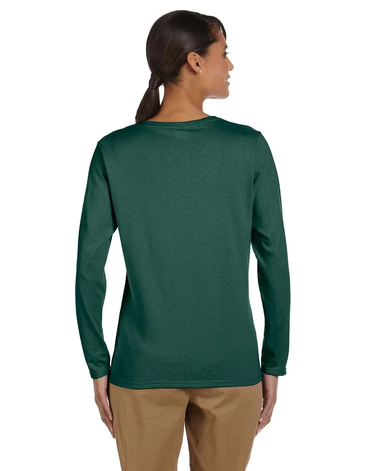 Gildan Ladies Long Sleeve 100% Cotton T-Shirt