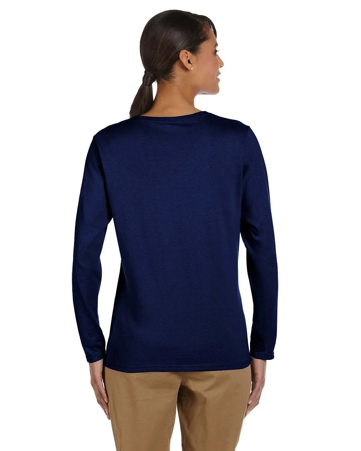 Gildan Ladies Long Sleeve 100% Cotton T-Shirt