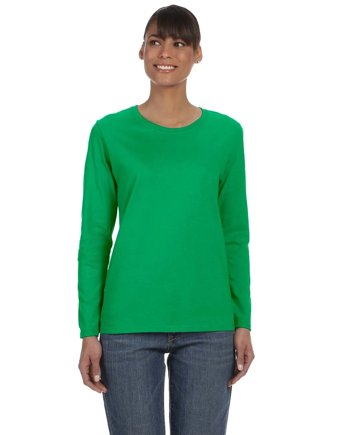 Gildan Ladies Long Sleeve 100% Cotton T-Shirt