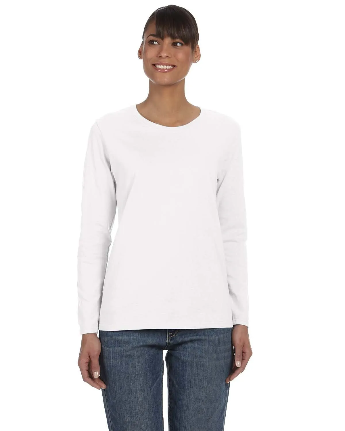 Gildan Ladies Long Sleeve 100% Cotton T-Shirt