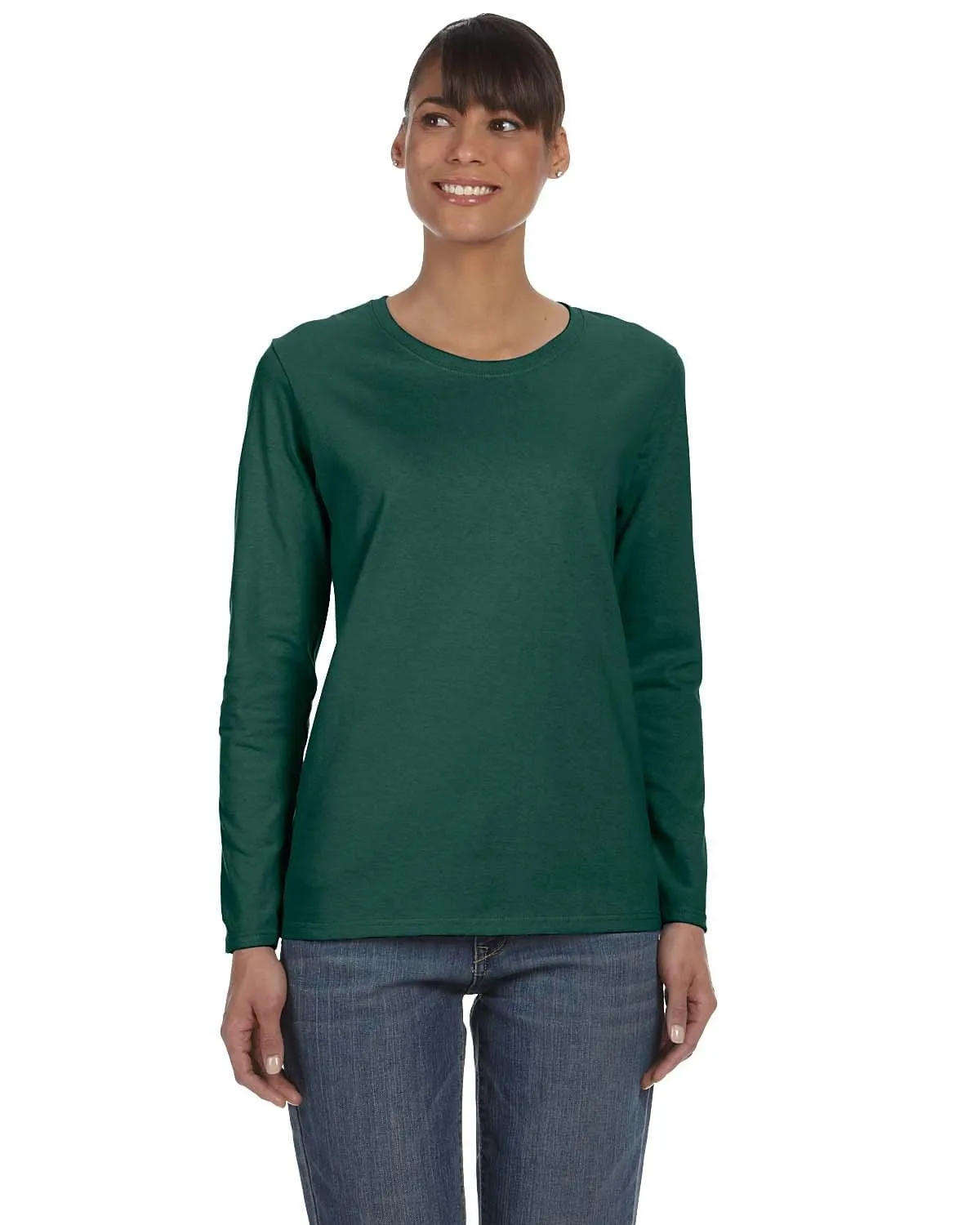 Gildan Ladies Long Sleeve 100% Cotton T-Shirt