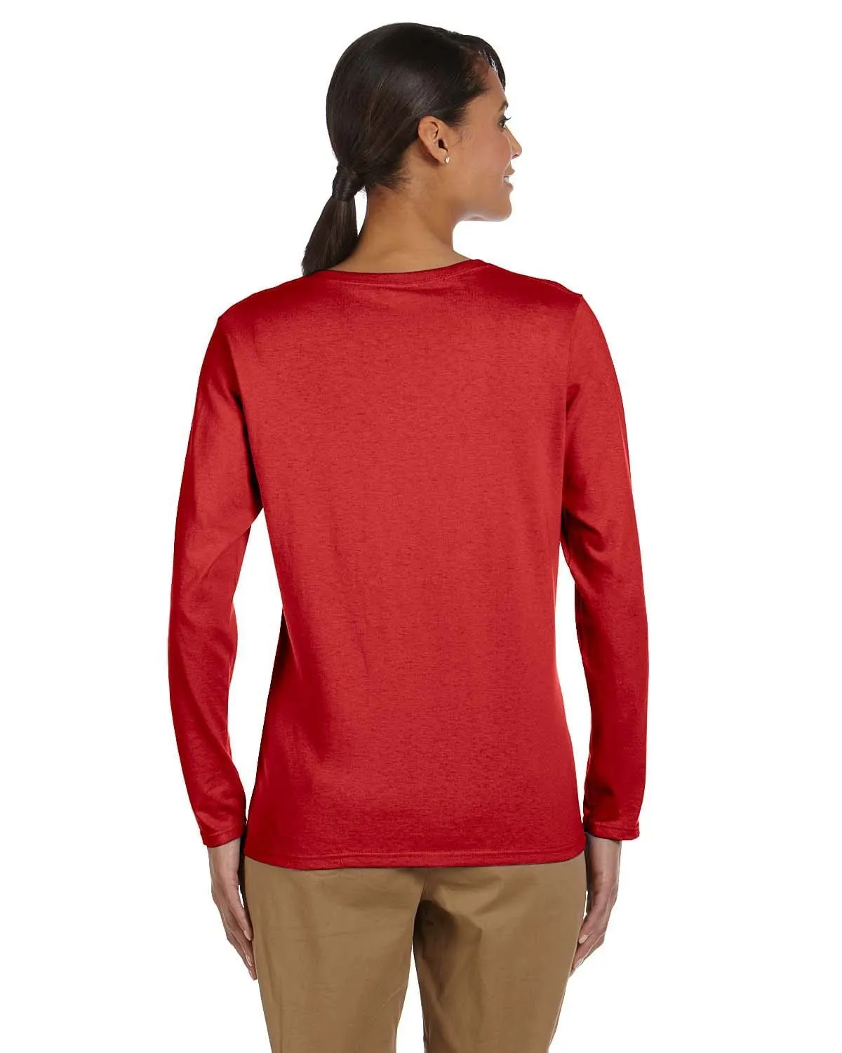 Gildan Ladies Long Sleeve 100% Cotton T-Shirt