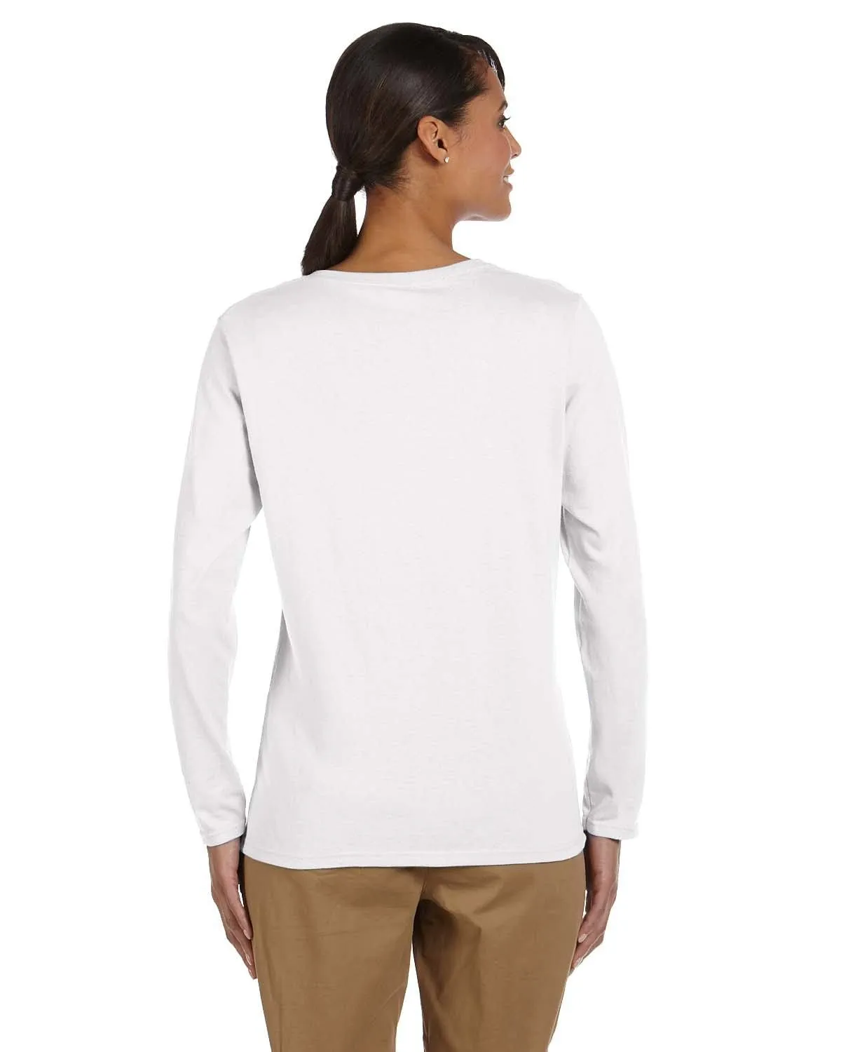 Gildan Ladies Long Sleeve 100% Cotton T-Shirt