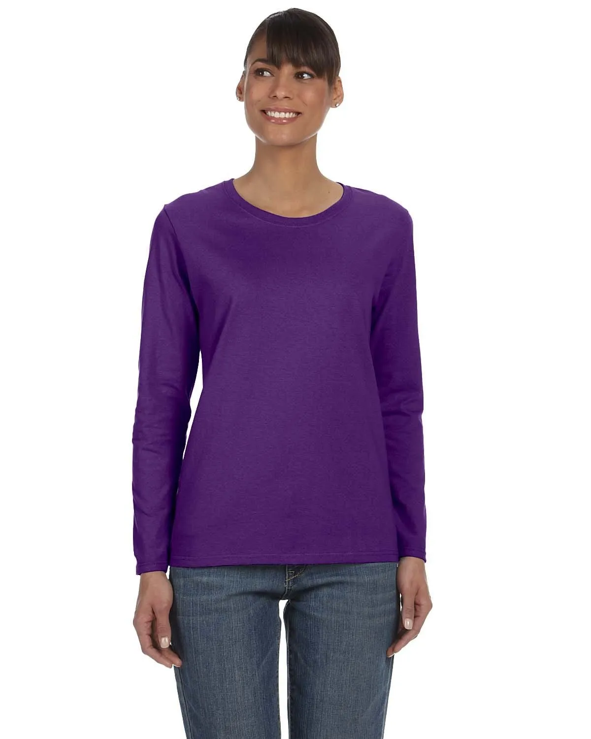 Gildan Ladies Long Sleeve 100% Cotton T-Shirt