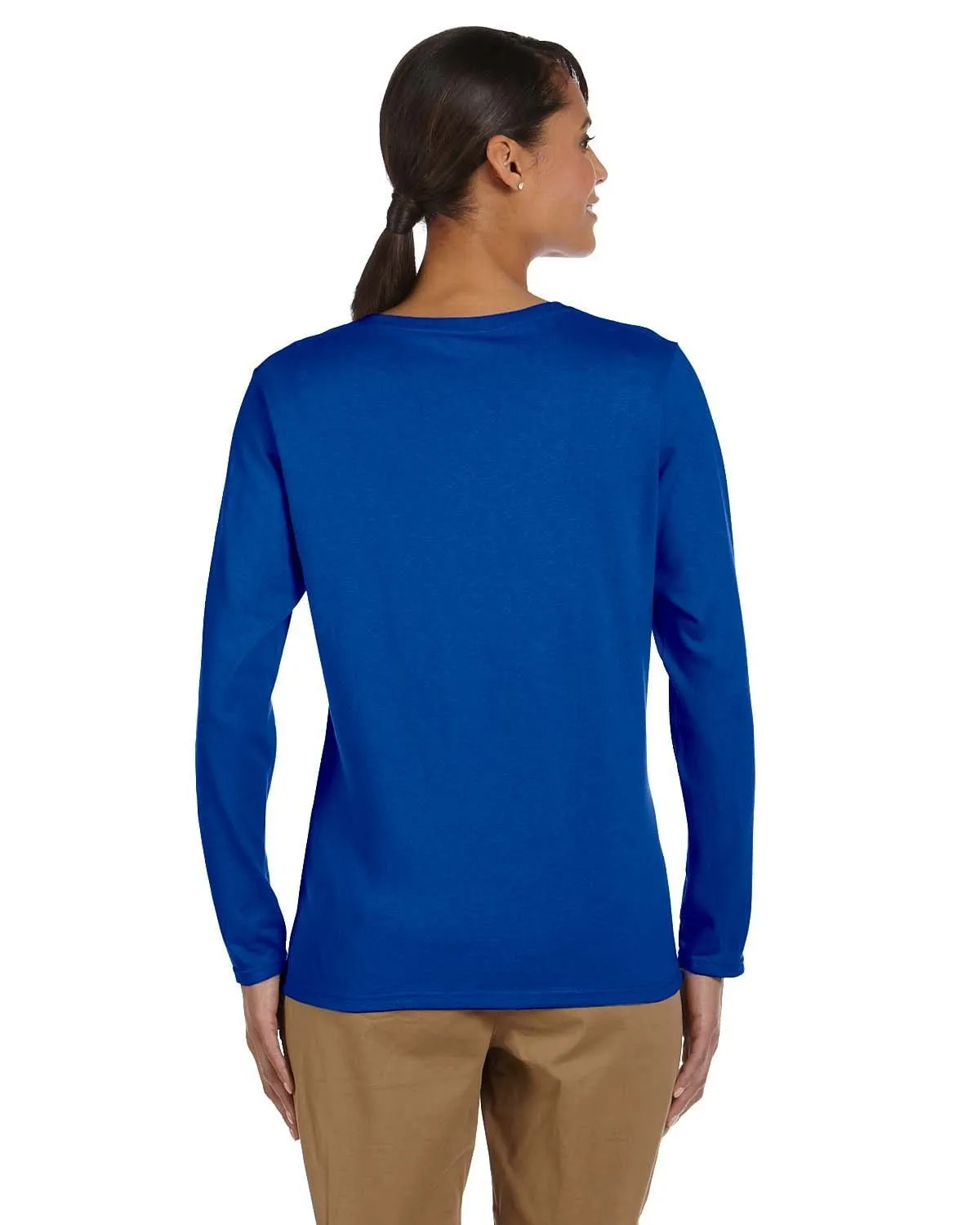 Gildan Ladies Long Sleeve 100% Cotton T-Shirt
