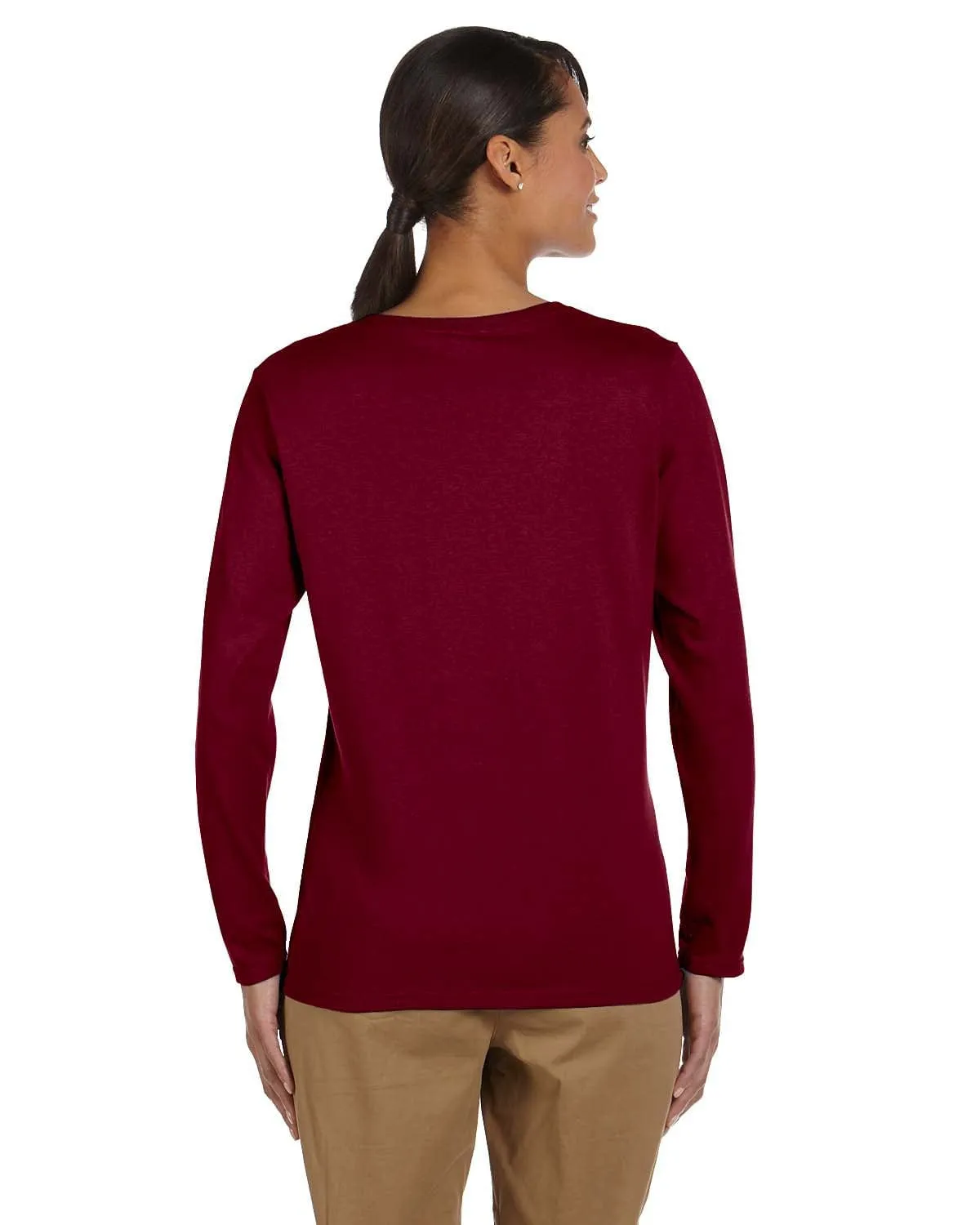 Gildan Ladies Long Sleeve 100% Cotton T-Shirt