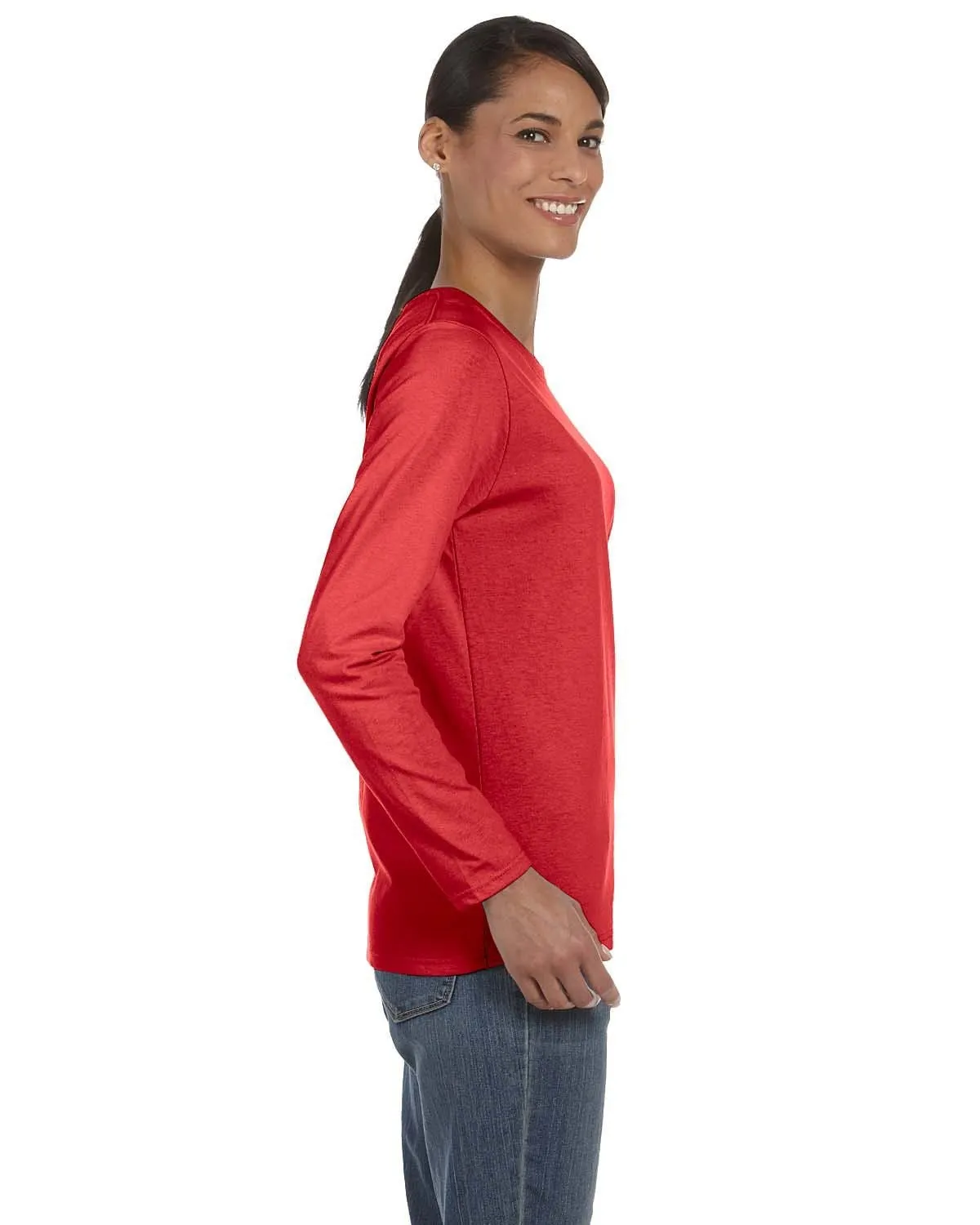 Gildan Ladies Long Sleeve 100% Cotton T-Shirt