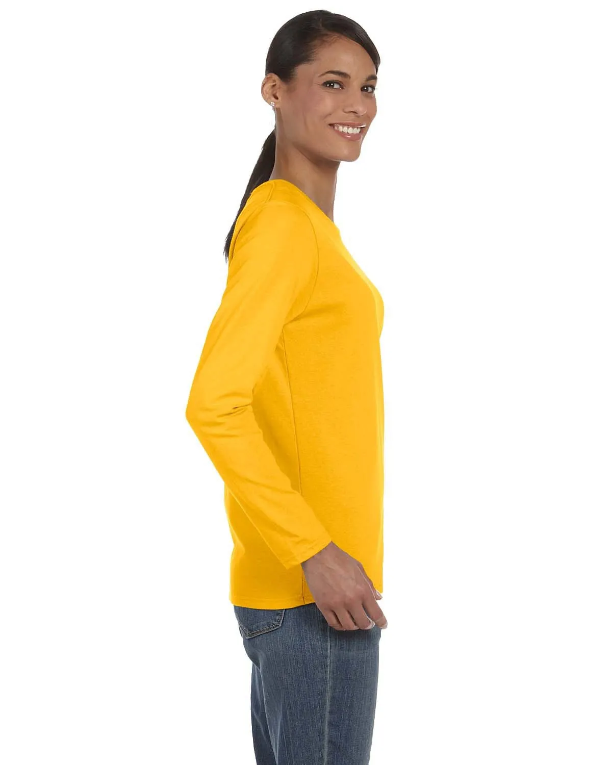 Gildan Ladies Long Sleeve 100% Cotton T-Shirt