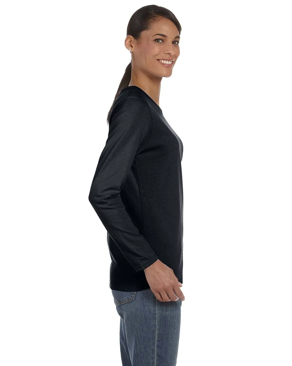 Gildan Ladies Long Sleeve 100% Cotton T-Shirt
