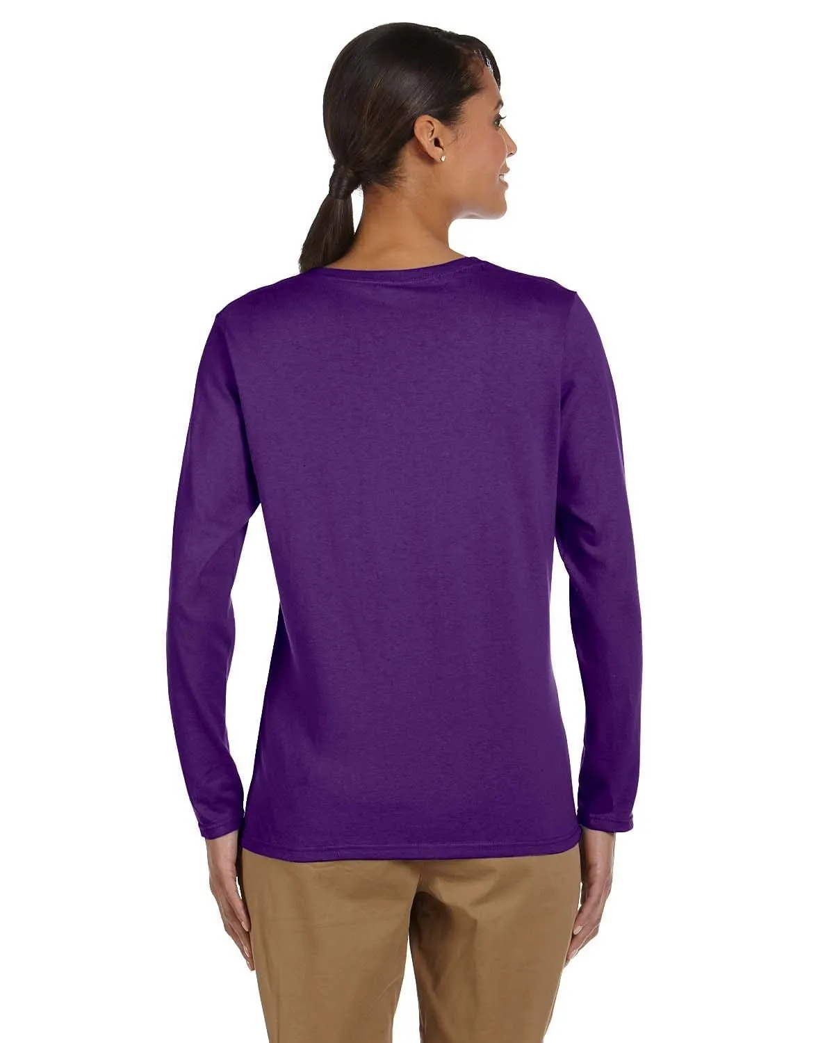 Gildan Ladies Long Sleeve 100% Cotton T-Shirt