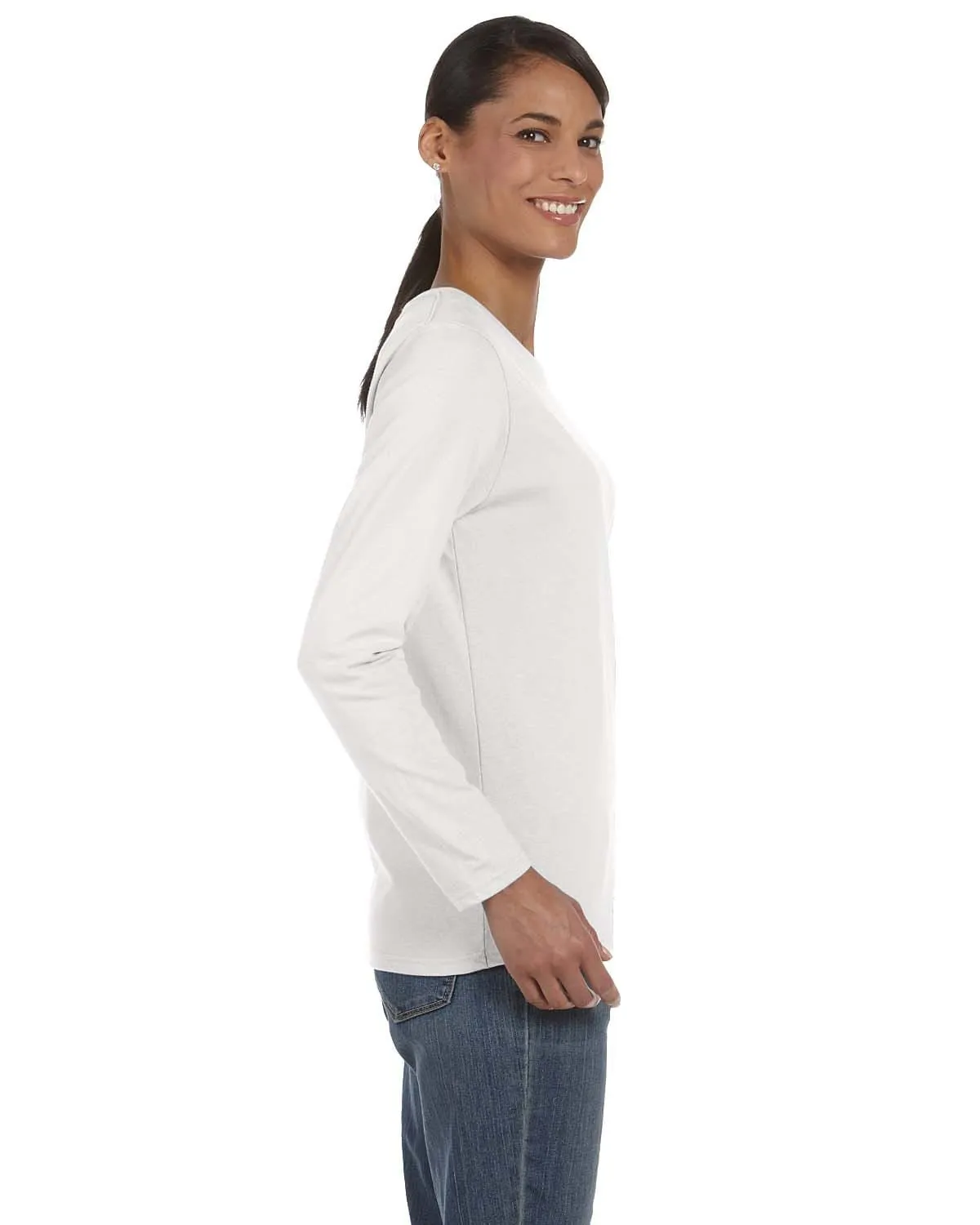 Gildan Ladies Long Sleeve 100% Cotton T-Shirt