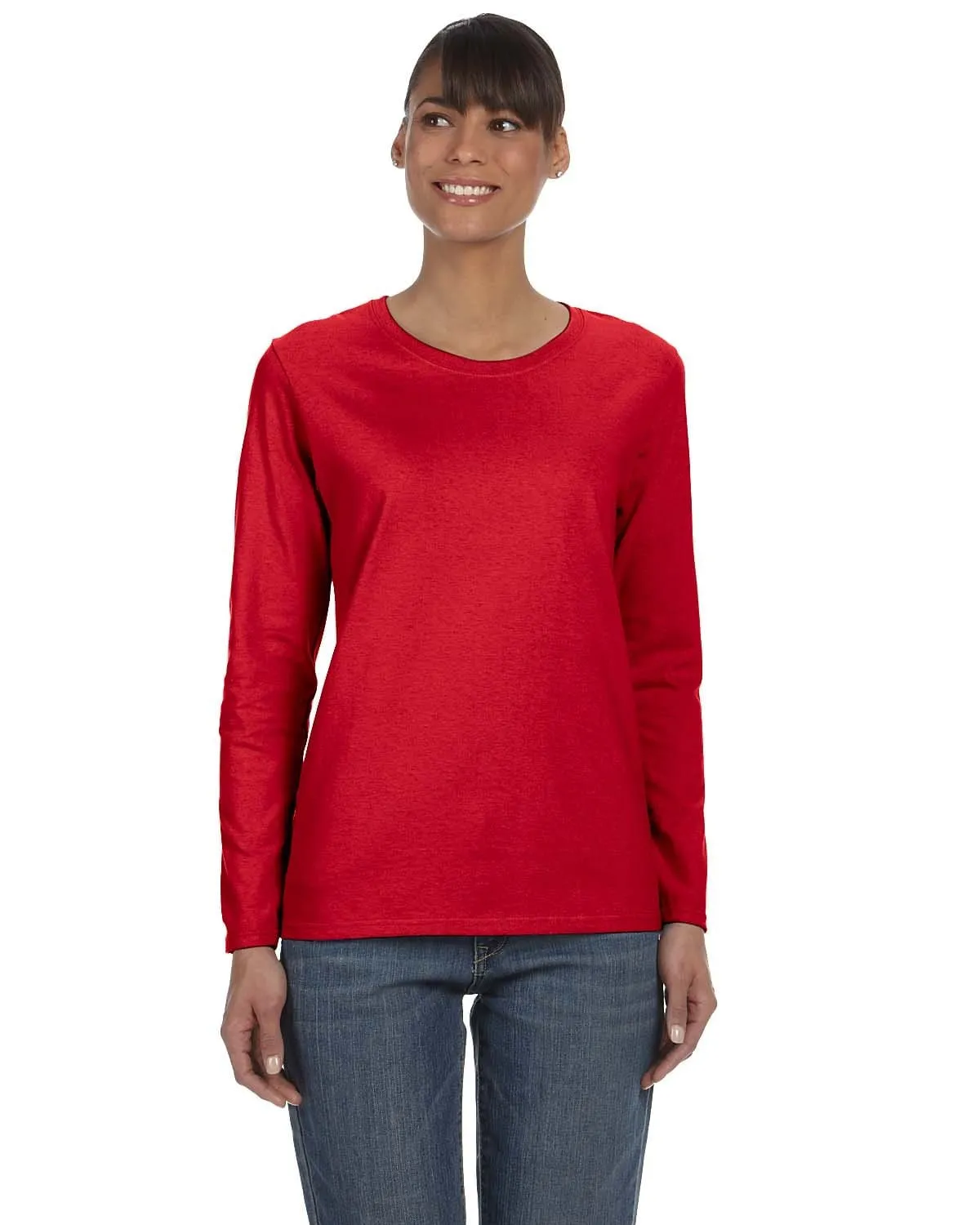 Gildan Ladies Long Sleeve 100% Cotton T-Shirt