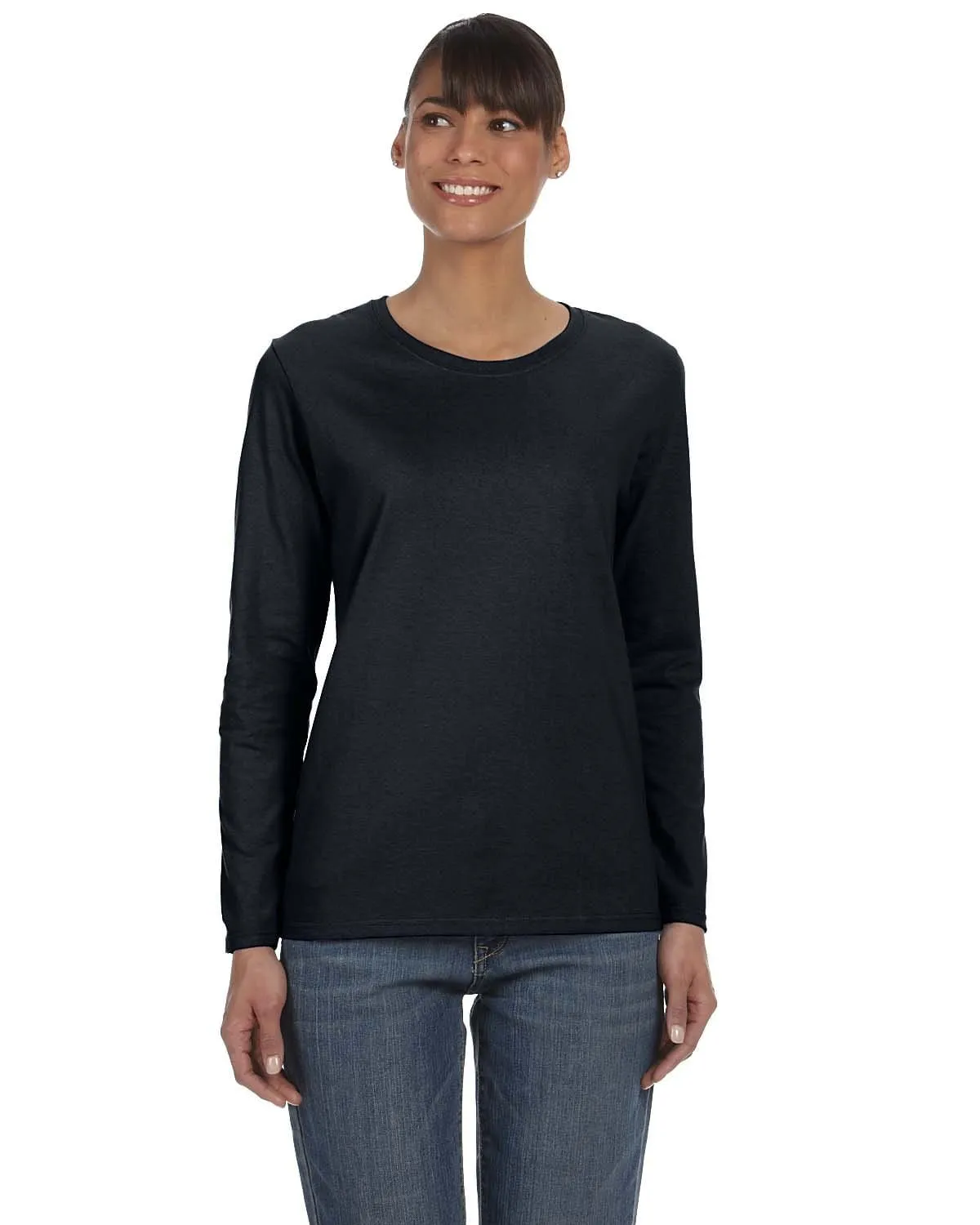 Gildan Ladies Long Sleeve 100% Cotton T-Shirt
