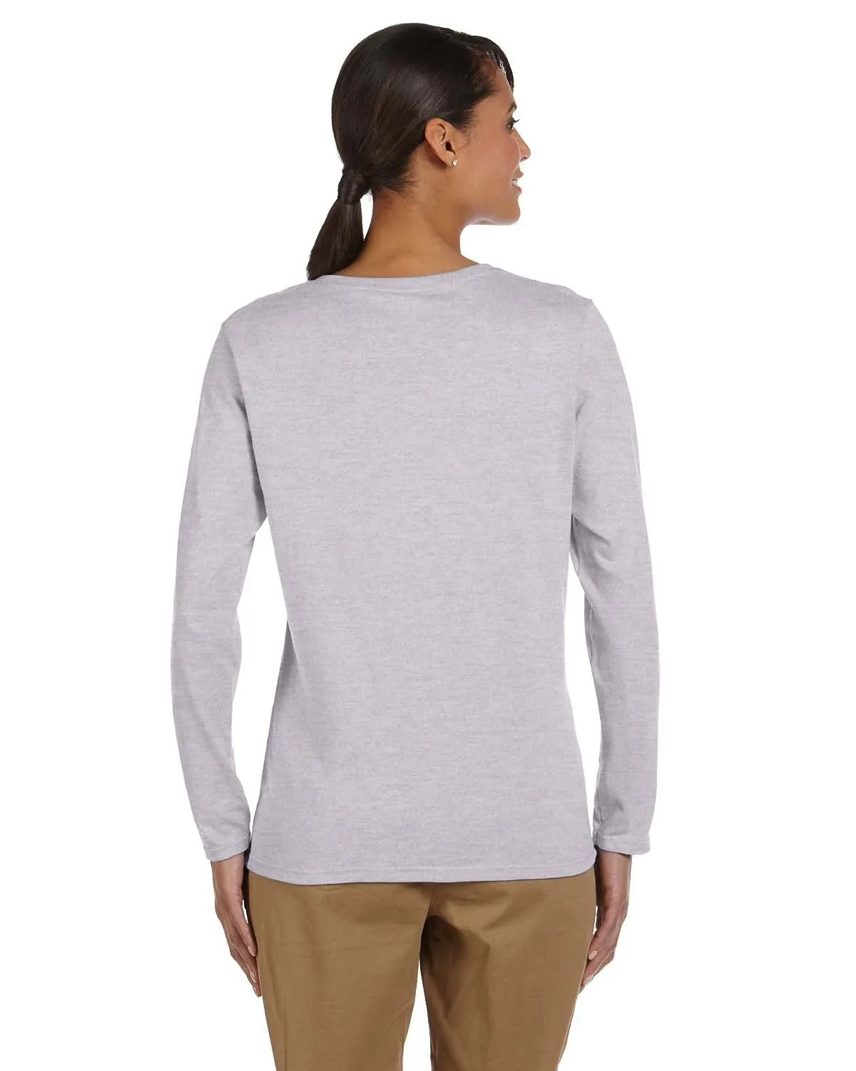 Gildan Ladies Long Sleeve 100% Cotton T-Shirt