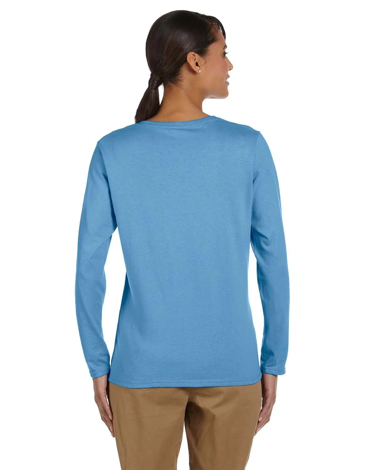Gildan Ladies Long Sleeve 100% Cotton T-Shirt