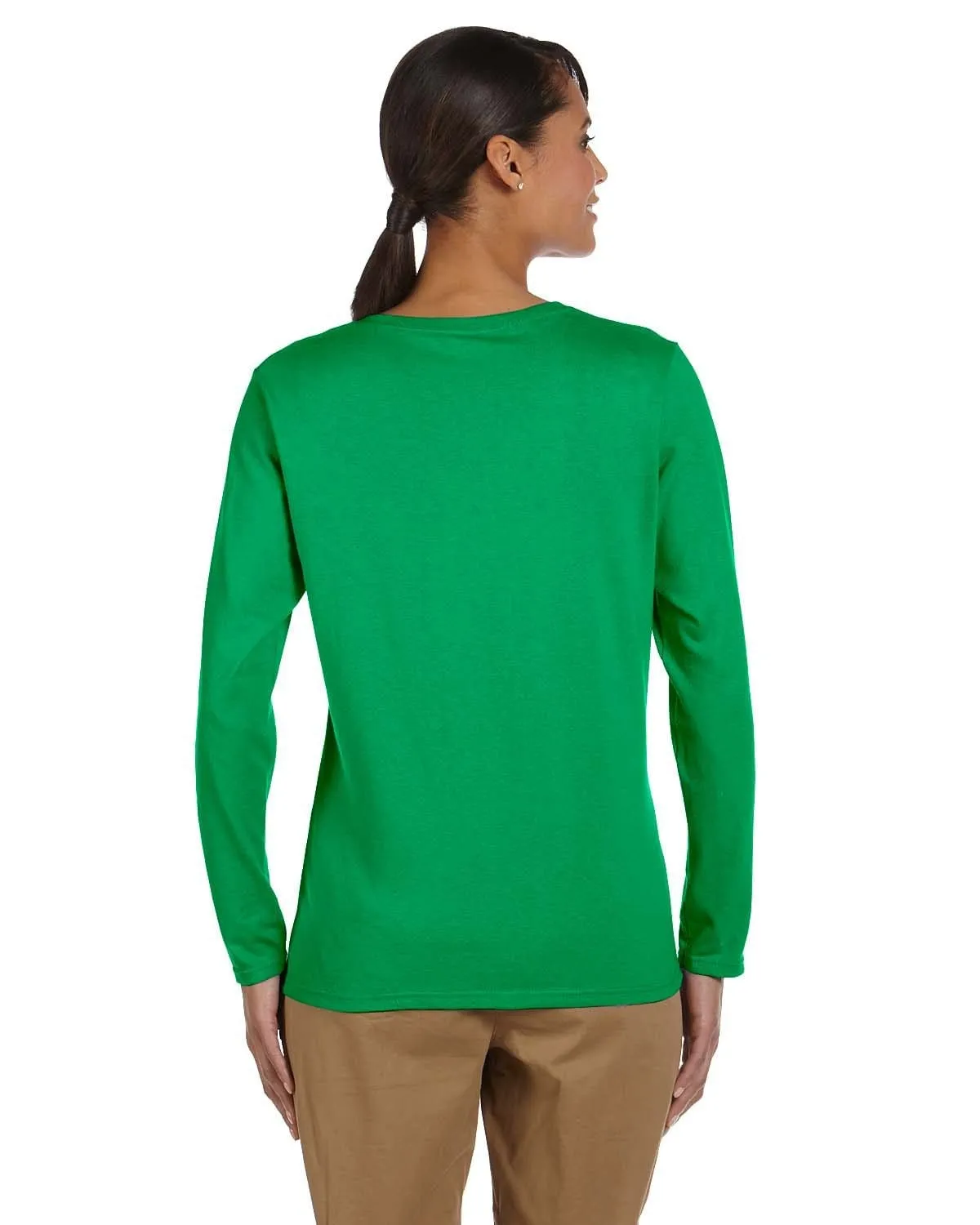 Gildan Ladies Long Sleeve 100% Cotton T-Shirt