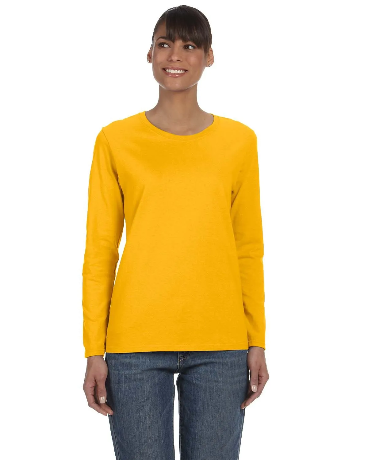 Gildan Ladies Long Sleeve 100% Cotton T-Shirt