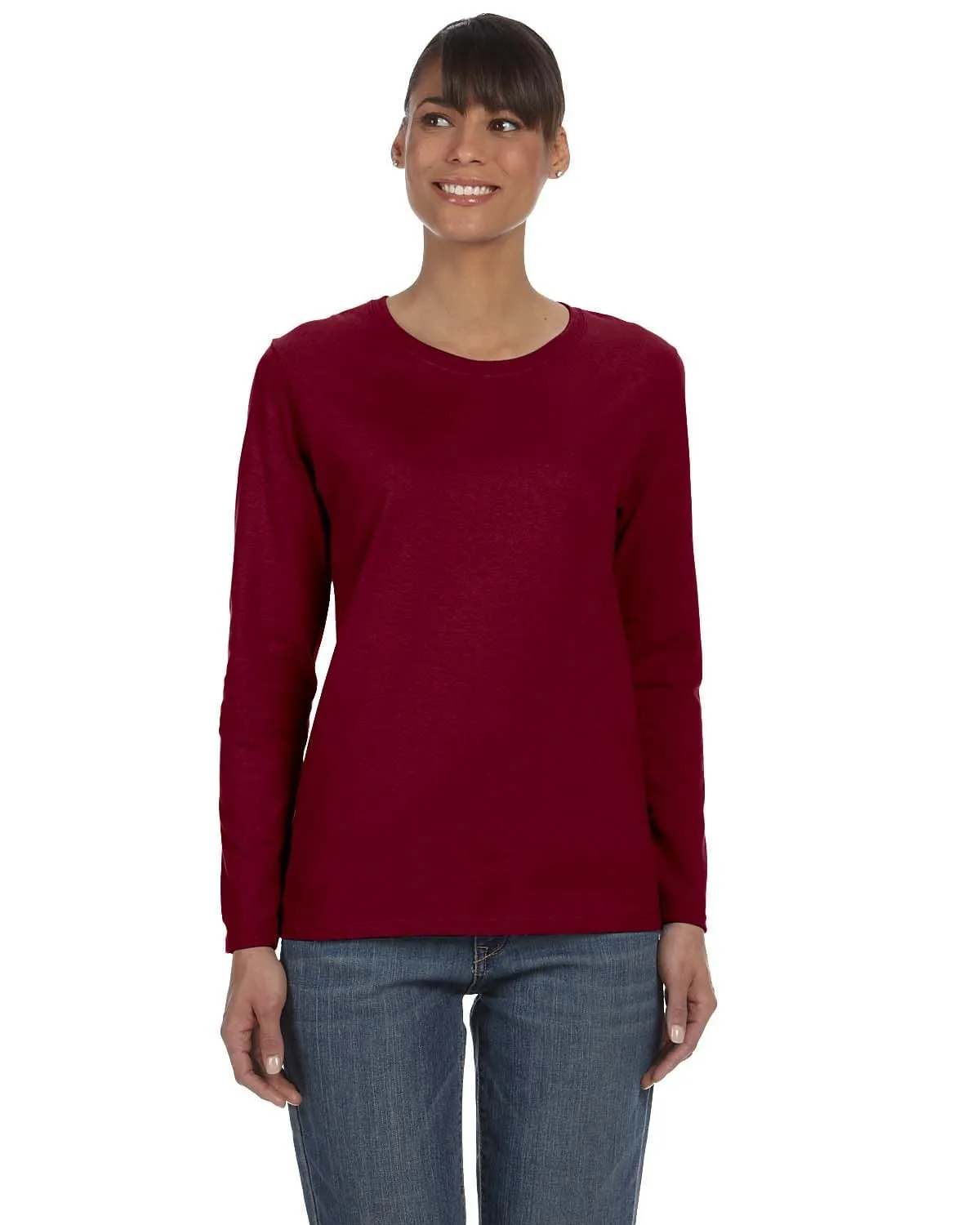 Gildan Ladies Long Sleeve 100% Cotton T-Shirt