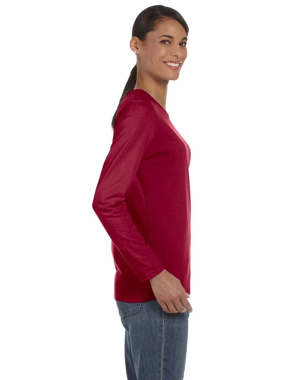 Gildan Ladies Long Sleeve 100% Cotton T-Shirt