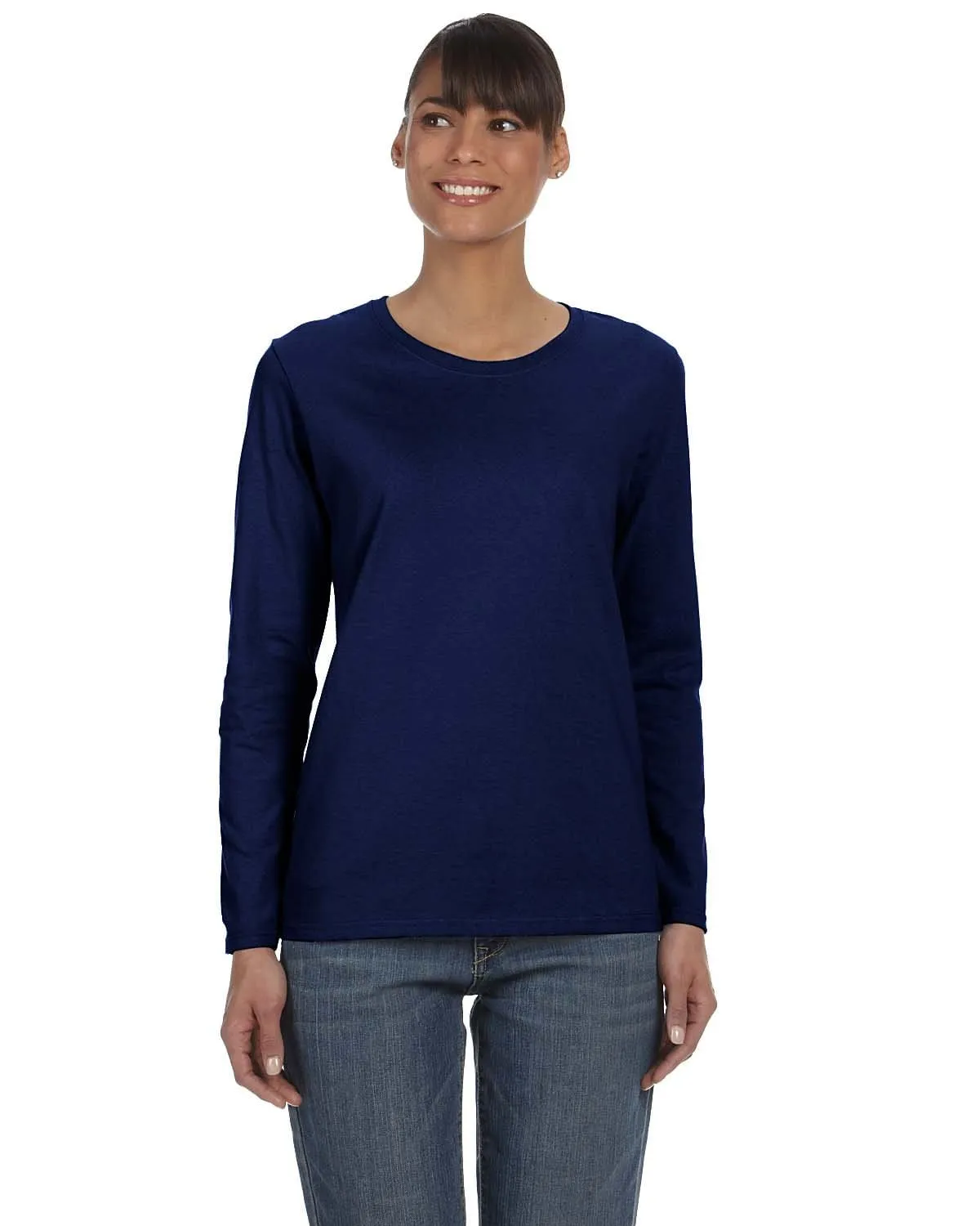 Gildan Ladies Long Sleeve 100% Cotton T-Shirt