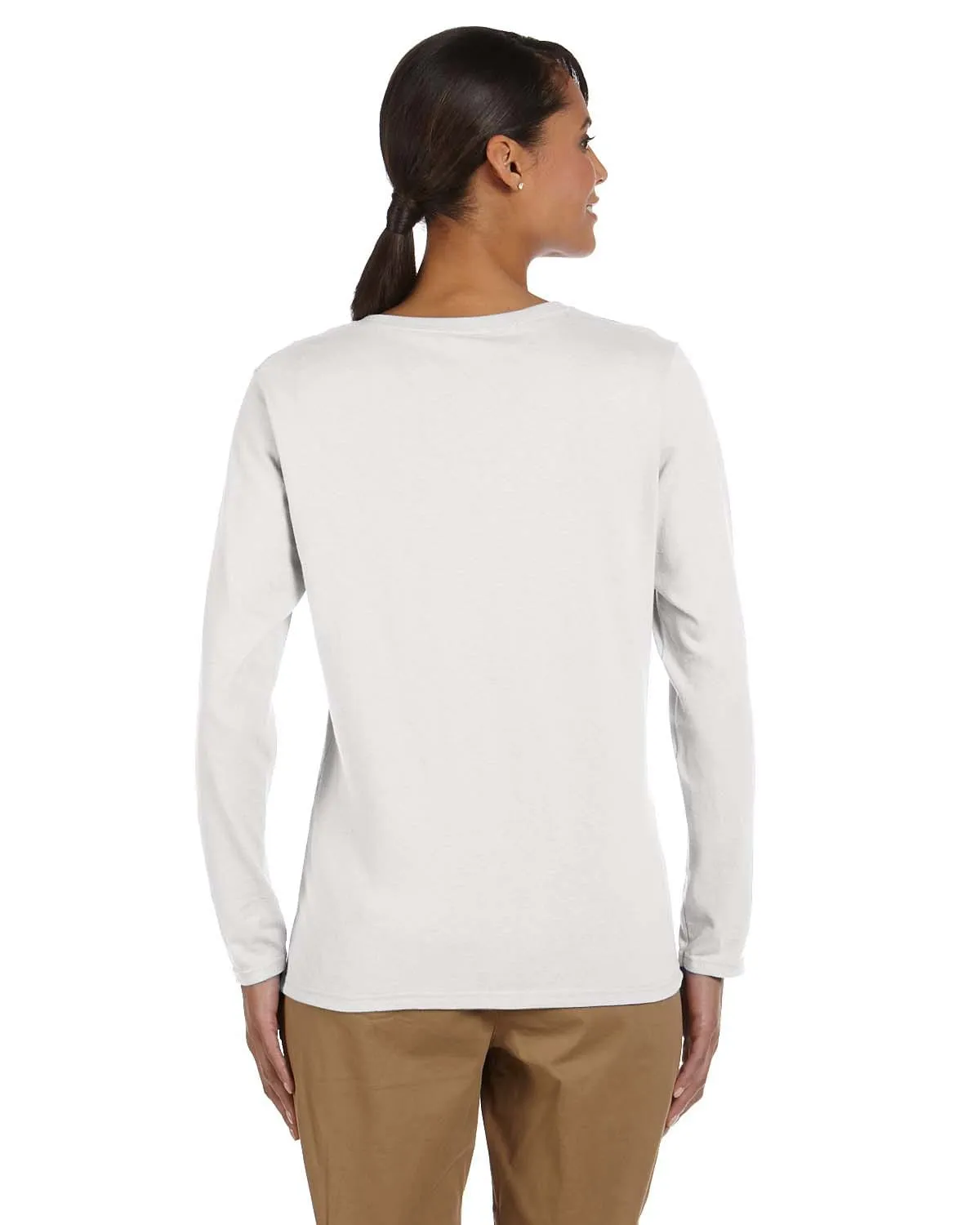 Gildan Ladies Long Sleeve 100% Cotton T-Shirt